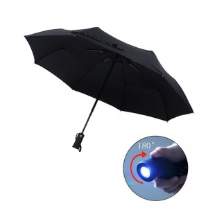 Hurtownia automatyczny uchwyt latarki 3 składany parasol ze światłem LED