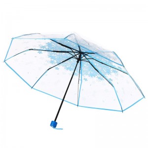 POE materiał transparentny promocyjny parasol składany 3-krotnie manualny